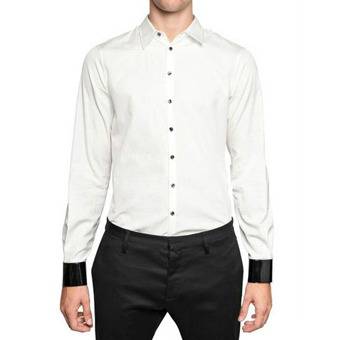 82874 프리미엄 소매배색 셔츠 (White)