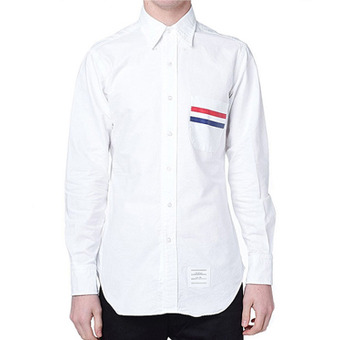90290 TH 체스트포켓 삼색라인 포인트 옥스포드 워싱 셔츠 (White)