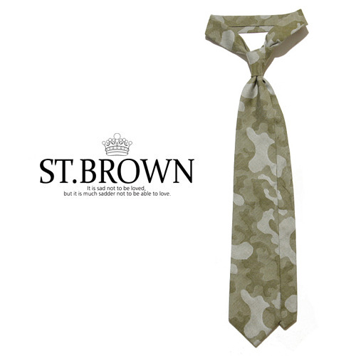 - ST.BROWN -85132 Cotton Camouflage tie (Khaki)