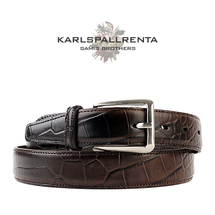 -K.S- 88776 italy real leather 크로커다일 리얼태닝 캐쥬얼 벨트 (Dark Brown)