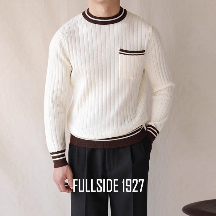115603 블렌딩 비스코스 카라소매배색 스웨터(2color)